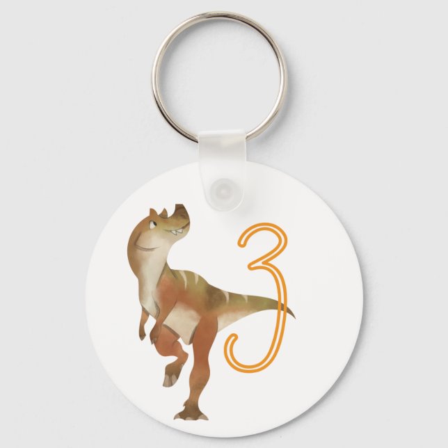 Dinosaur 3rd birthday   keychain (Front)