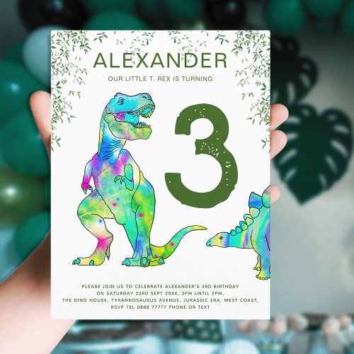 Dinosaur 3rd Birthday Party Budget Invitation Postcard