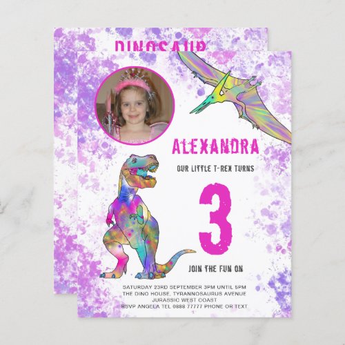Dinosaur 3rd Birthday Party Photo Pink