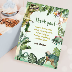 Dinosaur 3rd Birthday Party Thank You Card
