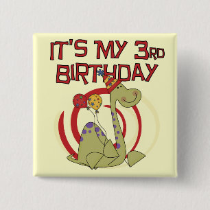 Dinosaur 3rd Birthday Tshirts and Gifts Button