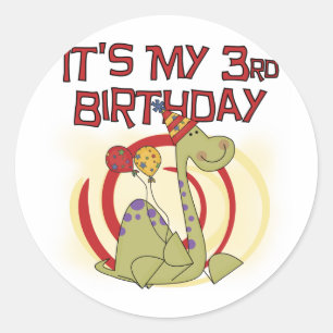 Dinosaur 3rd Birthday Tshirts and Gifts Classic Round Sticker