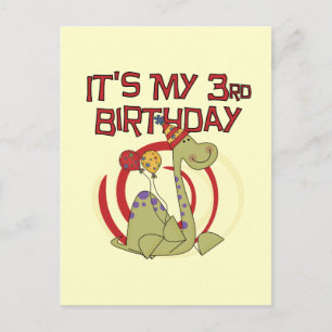 Dinosaur 3rd Birthday Tshirts and Gifts Postcard