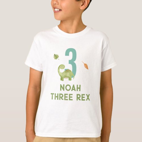 Dinosaur 3rd Birthday Tshirts with Age Boys