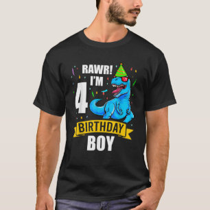 Dinosaur 4 Four Year Old 4th Birthday Boy Dinosaur T-Shirt