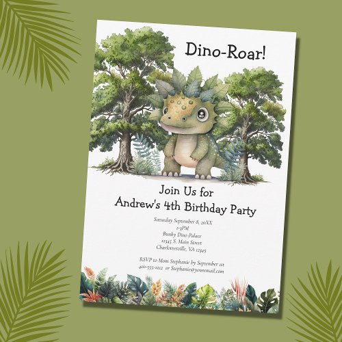 Dinosaur 4th Birthday Party for Boys Invitation