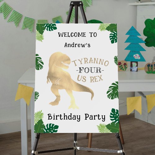 Dinosaur 4th Birthday Party Gold Tyrannosaurus Rex Foam Board