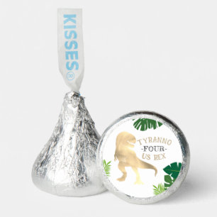 Dinosaur 4th Birthday Party Gold Tyrannosaurus Rex Hershey®'s Kisses®