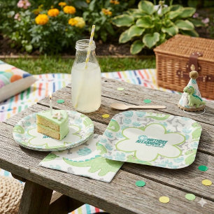  Dinosaur 4th Birthday Party ,Green Dino-Riffic Paper Plates