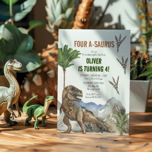 Dinosaur 4th Birthday Party invitation (Creator Uploaded)