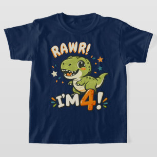 Dinosaur 4th Birthday Shirt Design – "Rawr I'm 4" 