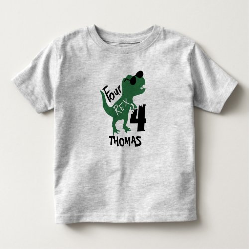 Dinosaur 4th Birthday T_Shirt  Four Rex T_Shirt