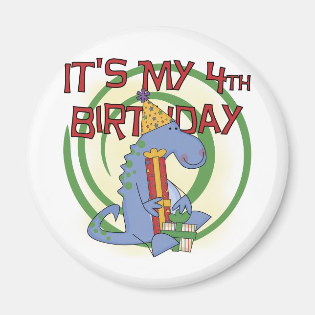 Dinosaur 4th Birthday T-shirts and Gifts Magnet (Front)
