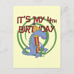 Dinosaur 4th Birthday T-shirts and Gifts Postcard