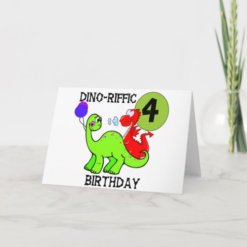 Dinosaur 4th Birthday Tshirts and Gifts Card