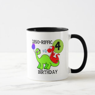 Dinosaur 4th Birthday Tshirts and Gifts Mug