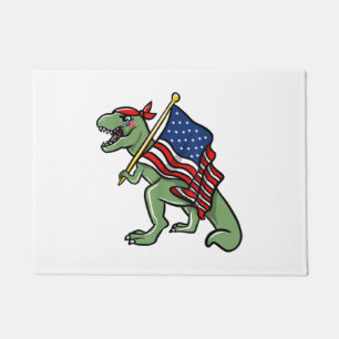 Dinosaur 4th of July American Flag Patriotic Doormat