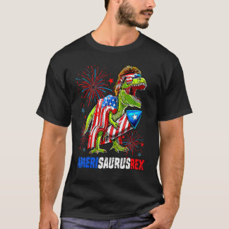 Dinosaur 4th Of July Amerisaurus Rex American Flag T-Shirt