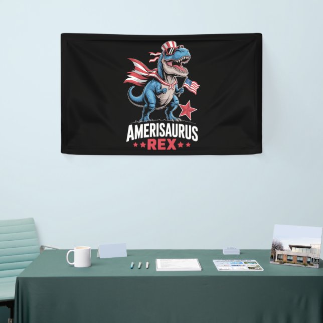 Dinosaur 4th of July Amerisaurus T Rex Funny Banner (Tradeshow)