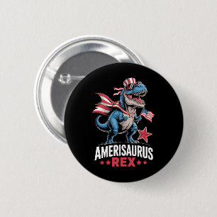 Dinosaur 4th of July Amerisaurus T Rex Funny Button