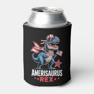 Dinosaur 4th of July Amerisaurus T Rex Funny Can Cooler