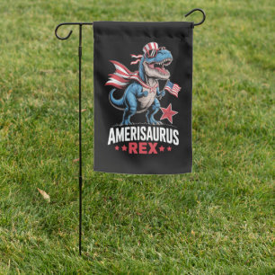 Dinosaur 4th of July Amerisaurus T Rex Funny Garden Flag