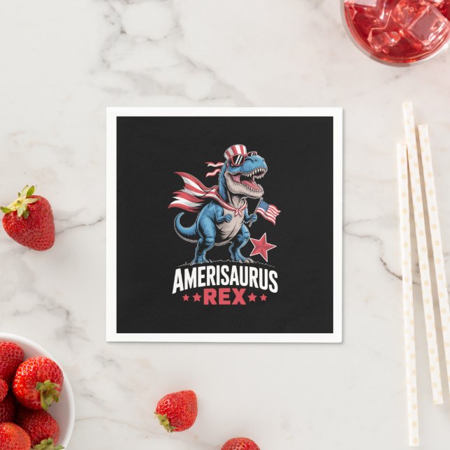 Dinosaur 4th of July Amerisaurus T Rex Funny Napkins (Insitu)