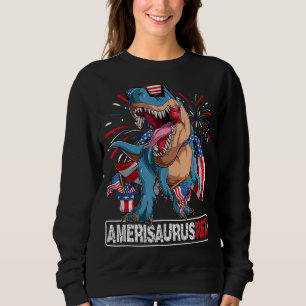 Dinosaur 4th of July Boys Girls Men Amerisaurus T  Sweatshirt
