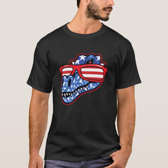 Dinosaur 4th of July Girls Women Rex T-Shirt (Front)
