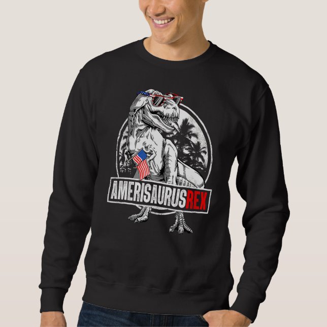 Dinosaur 4th Of July Kid Boy Men Amerisaurus Rex P Sweatshirt (Front)