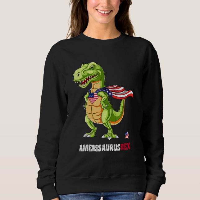 Dinosaur 4th Of July Kids Boys Men Amerisaurus T R Sweatshirt (Front)