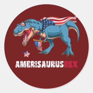 Dinosaur 4th of July Kids Boys Toddlers Classic Round Sticker