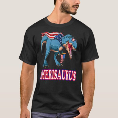 Dinosaur 4th Of July Rex Kids Boys Men Amerisaurus T_Shirt