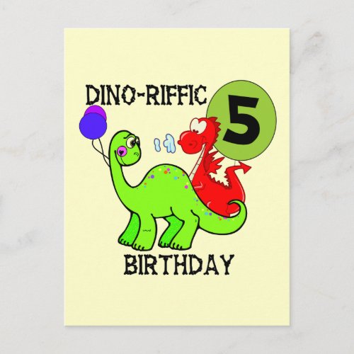 Dinosaur 5th Birthday T_shirts and Gifts Postcard