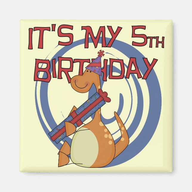 Dinosaur 5th Birthday Tshirts and Gifts Magnet (Front)