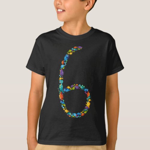 Dinosaur 6th Birthday For 6 Year Old Boy T_Shirt