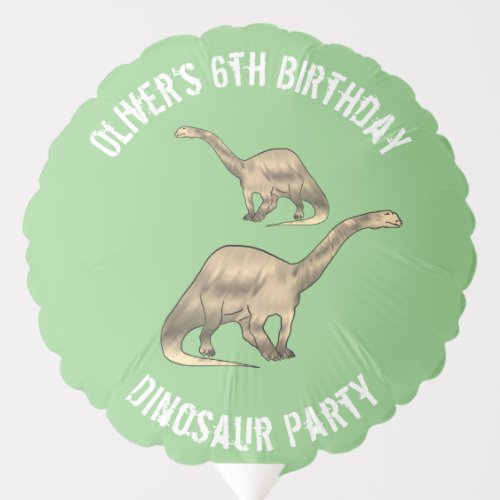 Dinosaur 6th Birthday Party Name Green Balloon