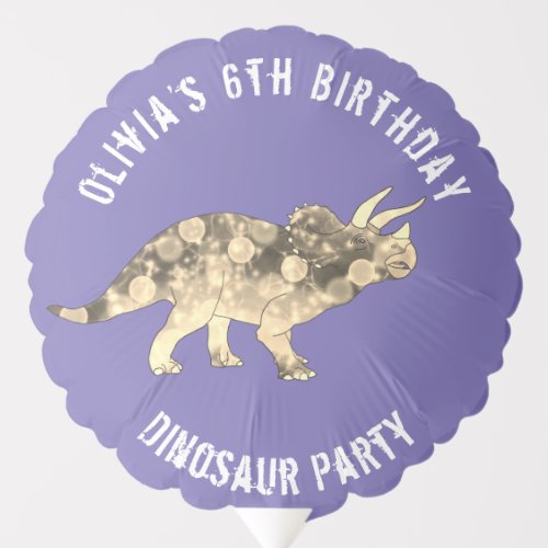 Dinosaur 6th Birthday Party Name Purple Balloon