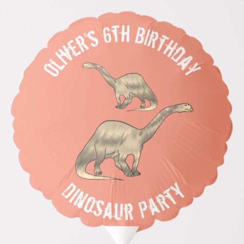 Dinosaur 6th Birthday Party Orange Balloon