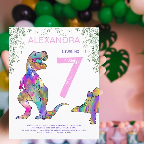 Dinosaur 7th Birthday Party Pink Budget