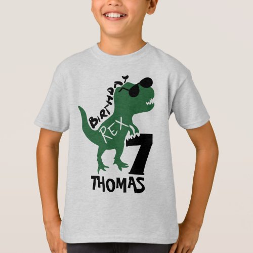 Dinosaur 7th Birthday T_Shirt  Add Your Name