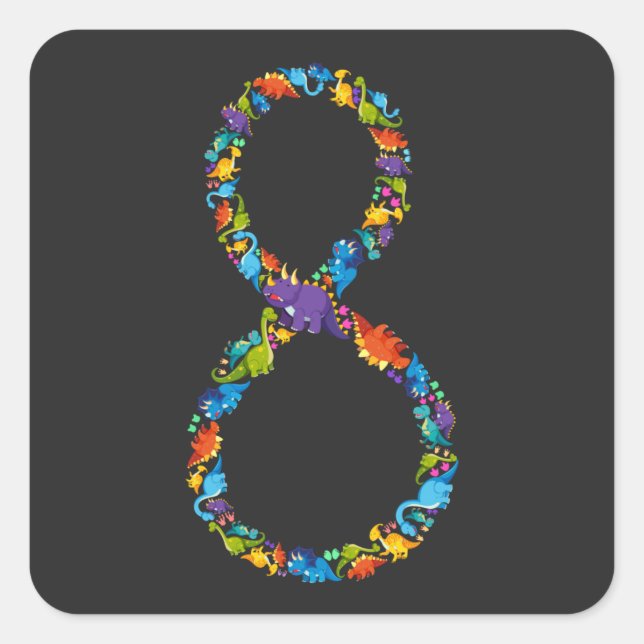 Dinosaur 8th Birthday for 8 Year Old  Square Sticker (Front)