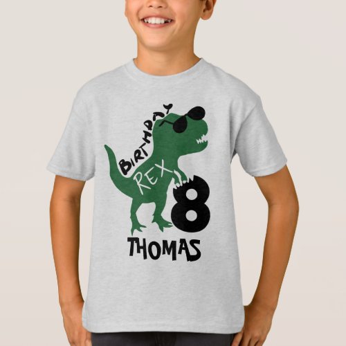Dinosaur 8th Birthday T_Shirt  Add Your Name