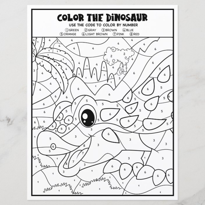 Dinosaur Activity For Kids Coloring Page By Number | Zazzle.com