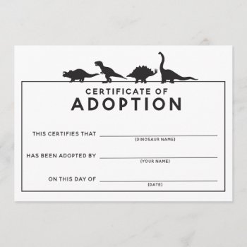 Dinosaur Adoption Certificate Birthday Activity Program by LaurEvansDesign at Zazzle