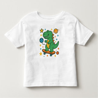 Dinosaur Adventure – Cute Skateboarding Dino in Sp Toddler T-shirt