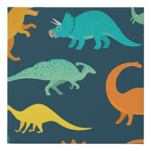 Dinosaur Adventure: Kids' Nursery Wallpaper Faux Canvas Print
