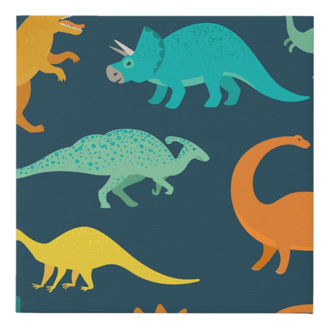 Dinosaur Adventure: Kids' Nursery Wallpaper Faux Canvas Print (Front)