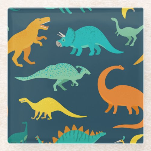 Dinosaur Adventure Kids Nursery Wallpaper Glass Coaster