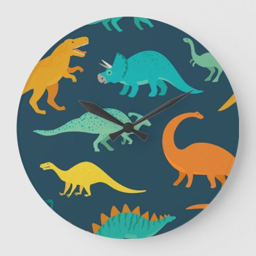 Dinosaur Adventure Kids Nursery Wallpaper Large Clock